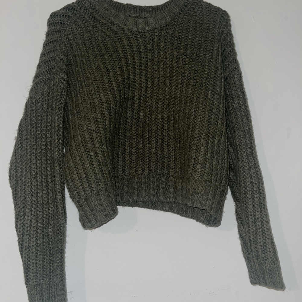 AE American Eagle Darkgreen Cropped Sweater